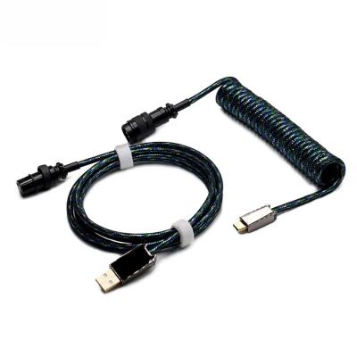 China Colorful Coiled 1.5m Paracord USB C Cable For Mechanical Keyboard for sale