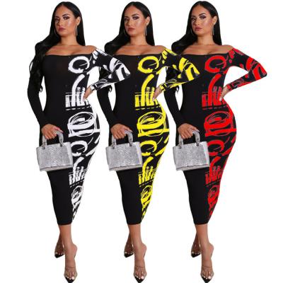 China 2022 Hot Selling Women Breathable Printing Off The Shoulder Bodycon Dress Plus Size Dress Summer Sexy Strapless Bodycon Dresses for sale