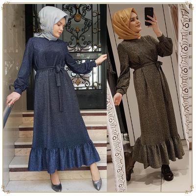 China Polyester /cotton sequin oem muslim casual islamic clothing maxi dress for muslim women for sale