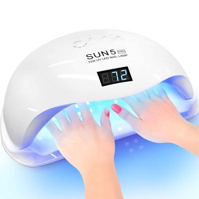 China Nail Art Salon Professional Nail Dryer 72W Sun 5 Pro Best LED UV Lamp for Nail and Toenail Gel Based Polishes for sale