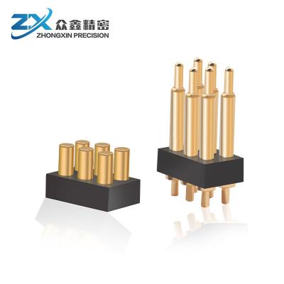 China Product 2.0*13.8 Mm 3x2 Pin Male And Female Connector Spring Loaded Electronic Brass Pogo Row Gold Plated For Electronic Product Parts for sale