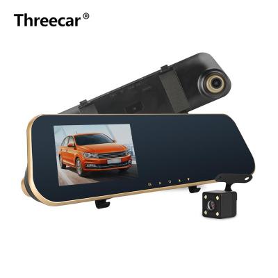 China 140 Degree 4.3 Inch Full Dash Cam G-Sensor Mirror Camera Dual Rearview HD 1080P Car DVR Video Recorder for sale