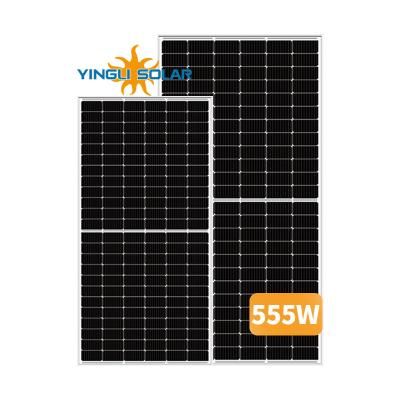 China YingLi Solar Power System Mono Solar Panel 555w 144 Cells PV Module Half Cell All Black Bifacial Solar Panel for sale