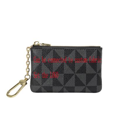 China Fashion Key Chain Promotional Purse Coin Purse Luxury PVC Printed Logo Custom Vintage Women's Vintage Zipper Cloth Doorstep Coin Bag for sale