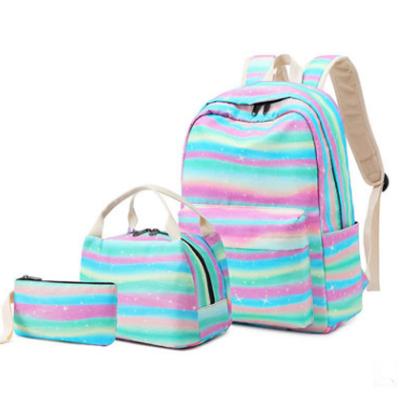 China Wholesale custom processing custom canvas women's backpack three sets of new fashion student occasional spot schoolbag for sale