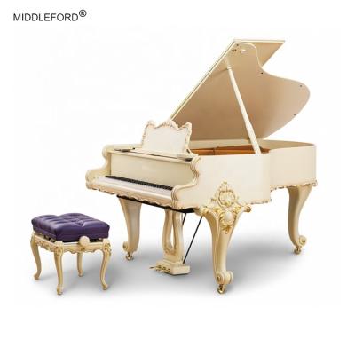 China Middleford Mechanical Classic Europe Style Ivory White Grand Piano With Delicate Flower Curvings HG-168D for sale