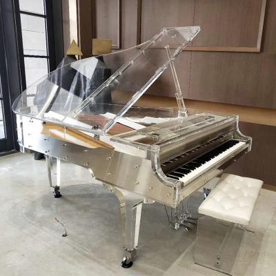 China Custom silver frame clear acrylic grand piano mechanical with Middleford GP-168A piano crystal bench for sale for sale