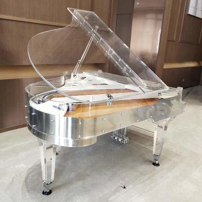 China Custom mechanical quarter grand piano silver clear acrylic piano with piano DISC self playing system Middleford GP-152A for sale for sale