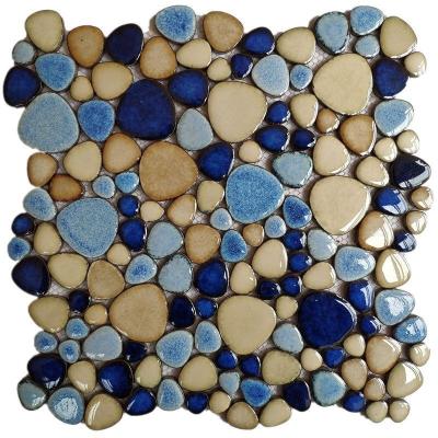 China Glazed ceramic crystal crystal hot spring bathroom pool cobblestone mosaic tiles metallic stone fish pond floor tiles for sale