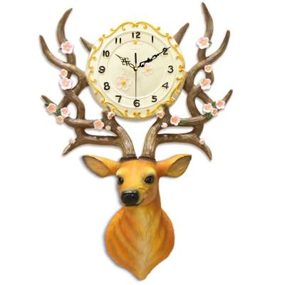 China Novelty Style Modern Design Home Wall Sticker 3D Clock Large Antique Decorative Frameless Deer Wall Clock Novelty Style Decorative Wall Clock for sale