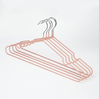 China New 2022 Hot Selling Classic/Postmodern Pink PVC Shirt Hangers Factory Direct Beautiful Metal Hangers Space Saving for sale