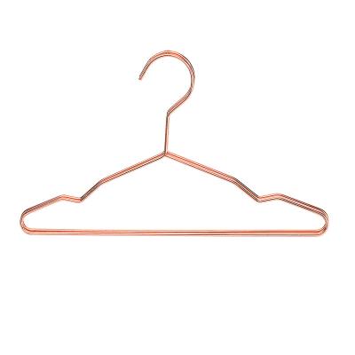 China Eco-friendly Material Kids Wire Hangers Rose Gold Shiny Aluminum Hanger For Clothes for sale