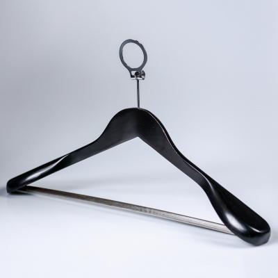 China Anti Theft Hotel Wood Hanger Eco - Friendly Material Extra Wide Shoulder Hangers For Clothes Coat And Tailor for sale