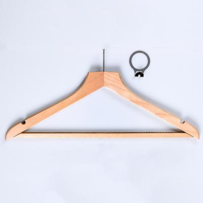 China Natural Anti Theft Anti Theft Wooden Suit Hanger Eco-friendly Material Hotel Hangers For Star Hotel for sale