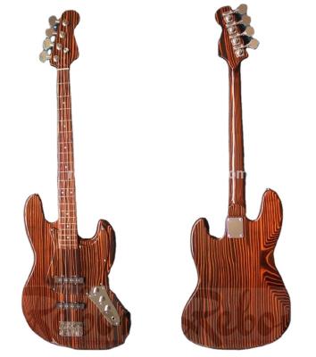 China String JB Mahogany Zebra Wood Weifang Rebon 4 Electric Bass Guitar for sale