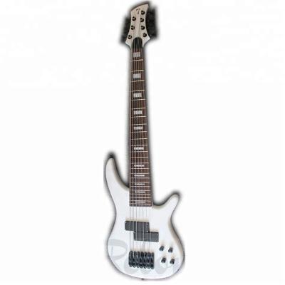 China High Quality Ashwood Weifang Rebon 7 String Neck Through Body Electric Bass Guitar In White Color for sale