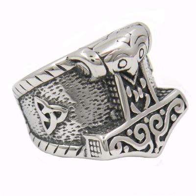 China 2020 CLASSIC Trade Assurance Vintage Viking Viking Thor's Hammer Ring Stainless Steel Norse Wolf Head Religious Men's Pendent Accessories for sale