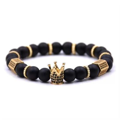 China 2020 CLASSIC 8mm Wholesale 8mm Tiger Eye Gem Stone Natural Stone Lava Bracelet Cheetah Head Men's Health Accessories Beads 2pcs/set for sale