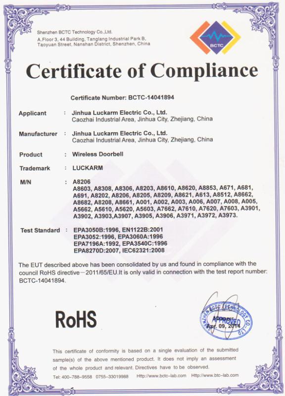 RoHS - Jinhua Luckarm Electric Co., Ltd.