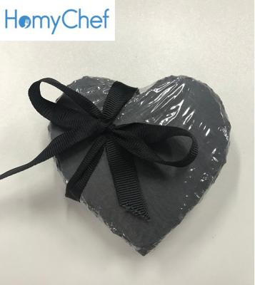 China Homychef Sustainable Design Cute Heart Shape Black Slate Heart Coasters for sale