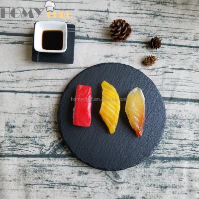 China Homychef Sustainable Hot Selling Diameter 30cm Round Sakura Black Slate Dish for sale