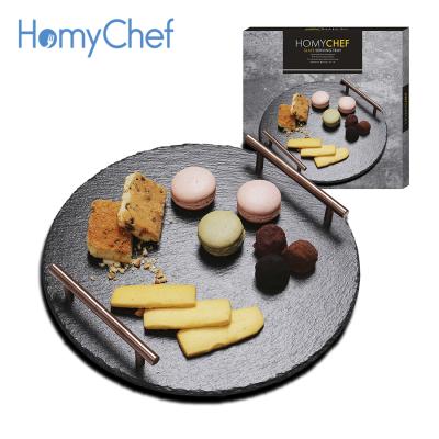 China Tableware Factory Direct Slate Party Dish Plate Charger Quantity Customize Cheese Serving Slate Tray Hotel Decoration Board Tray for sale