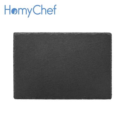 China BSCI Sustainable Factory Direct Natural Slate Plate 40*30*0.4-0.7cm With Laser Logo for sale