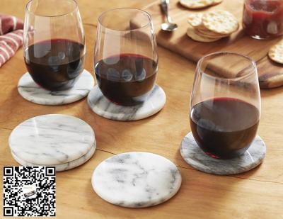 China Viable Manufactured White and Gray Natural Marble Coasters 10*10*1-1.2cm for sale