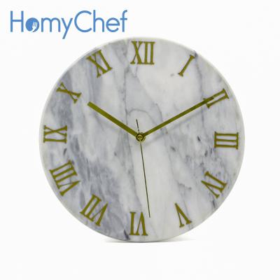 China Sustainable Manufactured Products Dia25cm / 30cm Hot Round Natural Marble Clock for sale