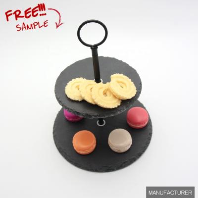 China Sustainable Slate Cake Stand Wedding Use Home Party Party Eco - Friendly Natural Style for sale