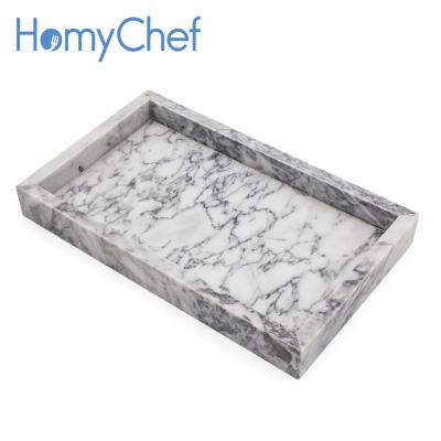 China Hot Cheap Kitchenware Fashion Natual Rectangle Marble Serving Tray for sale