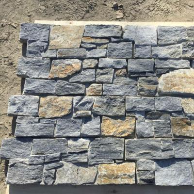 China Viable fabricated 200*550*30-50mm natural blue exterior wall panel with cement backed, Z shape for sale