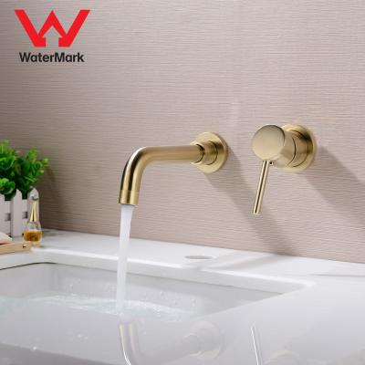 China Modern Hot Selling Gold Bathroom Water Faucet Water Tap Brass Hot Cold Wall Mounted Basin Mixer Taps for sale