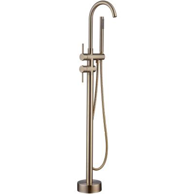 China Without Slide Bar Bath Spout Shower Floor Mount Shower Set Mixer Taps Bath Filler Mixer Taps Valve 2 Functions Bathtub Faucet for sale