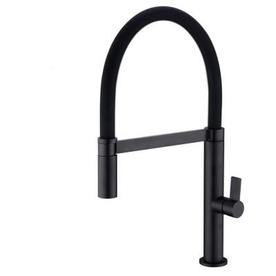 China Contemporary Solid Brass Kitchen Faucet Pull Down Sink Mixer Tap 360 Swivel To Spout Hot And Cold Water Torneira, Matte Black White Chrome for sale