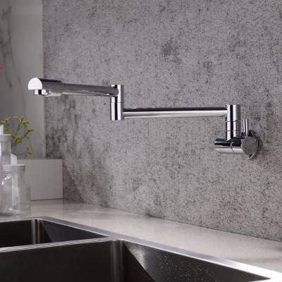 China Modern Brass Chrome One Hole Kitchen Faucets Pot Filler Wall Mounted Tap Water Tap for sale