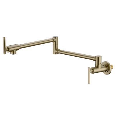 China Wall Mounted SUS304 Gold Pot Hole Filler Kitchen Faucets Modern Brushed Single Tap Foldable Faucets for sale