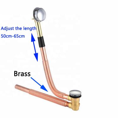 China Lower Bathtub Auto Drain Massage Brass Overflow Drainer Waste Bath Accessories Filter Noise UP Drainer Flexible Drain For Bathtub for sale