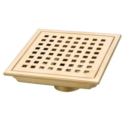 China Modern Floor Drain For Bathroom Tile Insert 304 Stainless Steel Black / Brushed Gold 150*150 Mm Square Floor Waste Grates Shower Drain for sale