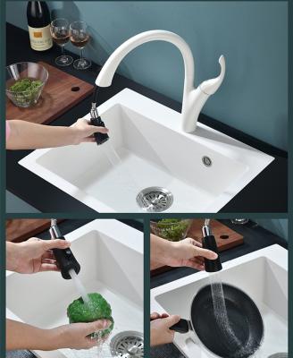 China Without Faucet Large Quartz White Stone Kitchen Balcony Laundry Sink Granite Sink Single Tank Package for sale