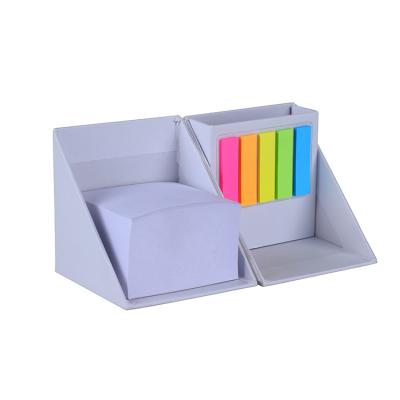 China Recycled Materials Wholesale Cube Shaped Sticky Box Of Stationery Notes With Pen Holder for sale