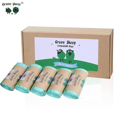 China BIODEGRADABLE 5 Rolls A Box Cornstarch Made Compostable Garbage Bag Custom Household Garbage Bags for sale