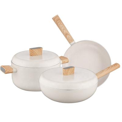 China Sustainable High Grade 3003 Aluminum Alloy Non-Stick Family Soup Pot Frying Pan Set for sale