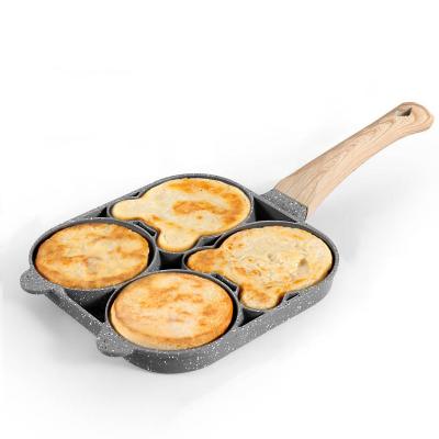 China Sustainable Multiple Egg Frying Breakfast Pan 4 Hole Square Fried Egg Pan For Burger Eggs Ham Pancake for sale