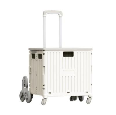 China Convenience Factory Supermarket Folding Grocery Cart High Quality Plastic Rolling Collapsible Carts for sale