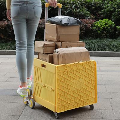 China Convenience China Factory New Style Folding 3 Wheels Stair Cart Plastic Portable Climbing Shopping Carts for sale