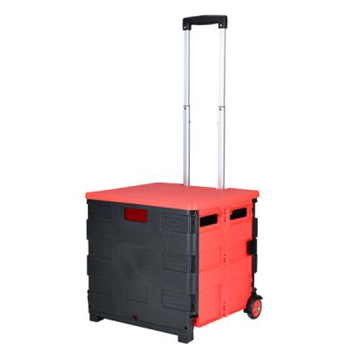 China China Factory Multifunctional Cheap Plastic Tote Cart And Roll Folding Shopping Trolley With Two Wheels for sale