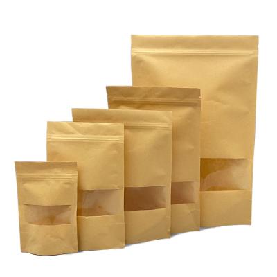 China Recyclable Promotional Calf Kraft Paper Bag Food Grade Kraft Paper Bag Food Packaging Bag With Zipper for sale