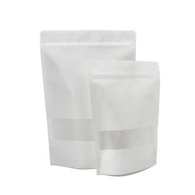 China Recyclable White Kraft Paper Food Bag Ziplock Stand Up White Kraft Paper Bag Kraft Paper Stand Up Bag for sale