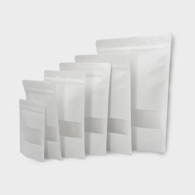 China Paper Bag Recyclable White Food Packaging Bag Resealable Food Paper Bag White Kraft Paper Per Carton for sale